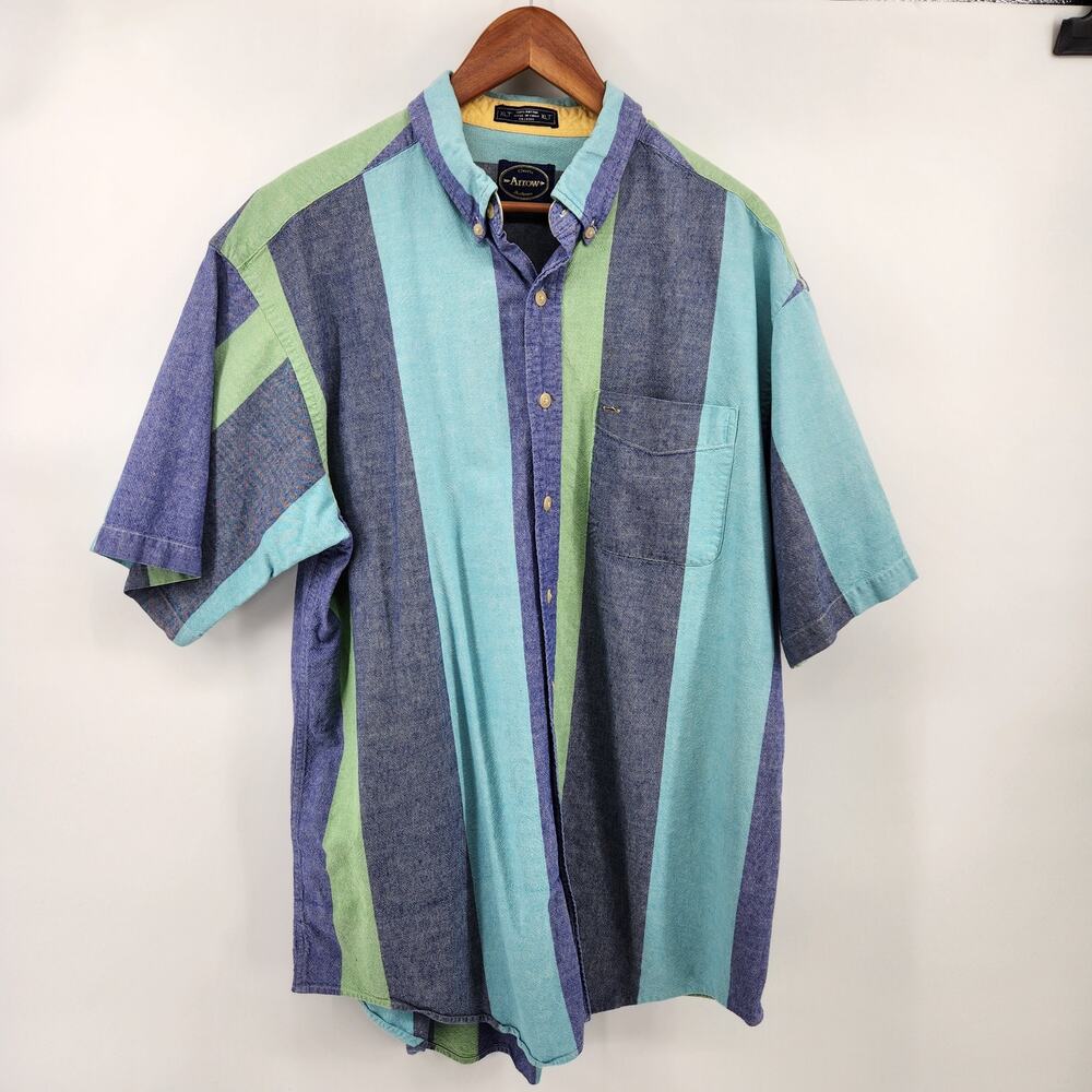 Arrow Classic Men's XLT Button Front Short Sleeve Cotton Vintage